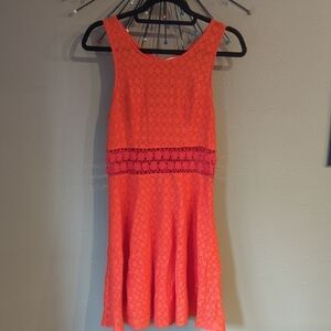 Free People Orange Dress Mini See-Through Daisy Waist Size 10 ASO Taylor Swift